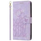 For Samsung Galaxy A52 5G / 4G Tulips Embossed Leather Phone Case with Lanyard(Purple) - 2