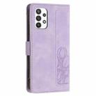 For Samsung Galaxy A52 5G / 4G Tulips Embossed Leather Phone Case with Lanyard(Purple) - 3