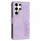 For Samsung Galaxy S25 Ultra 5G Tulips Embossed Leather Phone Case with Lanyard(Purple) - 3