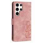 For Samsung Galaxy S24 Ultra 5G Tulips Embossed Leather Phone Case with Lanyard(Pink) - 3