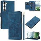 For Samsung Galaxy S23+ 5G Tulips Embossed Leather Phone Case with Lanyard(Blue) - 1