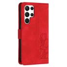 For Samsung Galaxy S22 Ultra 5G Tulips Embossed Leather Phone Case with Lanyard(Red) - 3