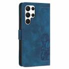 For Samsung Galaxy S22 Ultra 5G Tulips Embossed Leather Phone Case with Lanyard(Blue) - 3