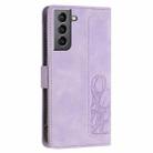 For Samsung Galaxy S22 5G Tulips Embossed Leather Phone Case with Lanyard(Purple) - 3