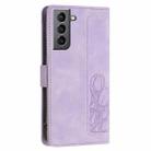 For Samsung Galaxy S21+ 5G Tulips Embossed Leather Phone Case with Lanyard(Purple) - 3