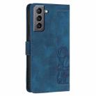 For Samsung Galaxy S21+ 5G Tulips Embossed Leather Phone Case with Lanyard(Blue) - 3