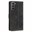 For Samsung Galaxy S21+ 5G Tulips Embossed Leather Phone Case with Lanyard(Black) - 3