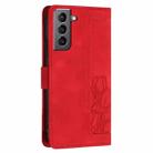 For Samsung Galaxy S21 FE 5G Tulips Embossed Leather Phone Case with Lanyard(Red) - 3