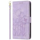 For Samsung Galaxy S25 Edge 5G Tulips Embossed Leather Phone Case with Lanyard(Purple) - 2