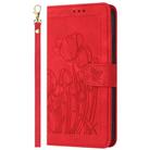For Samsung Galaxy S25 Edge 5G Tulips Embossed Leather Phone Case with Lanyard(Red) - 2