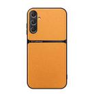 For Samsung Galaxy S24 FE 5G Litchi Leather Magnetic Full Coverage Shockproof Phone Case(Yellow) - 1