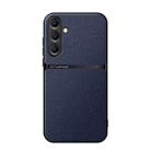 For Samsung Galaxy S25+ 5G Litchi Leather Magnetic Full Coverage Shockproof Phone Case(Navy Blue) - 1