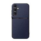 For Samsung Galaxy S25 5G Litchi Leather Magnetic Full Coverage Shockproof Phone Case(Navy Blue) - 1