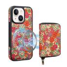 For iPhone 15 Plus Denior D23 MagSafe Detachable Zipper Wallet Holder Phone Case(Red) - 1