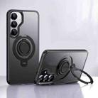 For Samsung Galaxy S25 5G Frosted MagSafe Phone Case with 360 Degree Rotating Holder(Black) - 1
