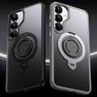 For Samsung Galaxy S25 5G Frosted MagSafe Phone Case with 360 Degree Rotating Holder(Black) - 3