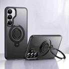 For Samsung Galaxy S25+ 5G Frosted MagSafe Phone Case with 360 Degree Rotating Holder(Black) - 1