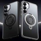 For Samsung Galaxy S25+ 5G Frosted MagSafe Phone Case with 360 Degree Rotating Holder(Grey) - 3