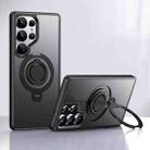 For Samsung Galaxy S25 Ultra 5G Frosted MagSafe Phone Case with 360 Degree Rotating Holder(Black) - 1