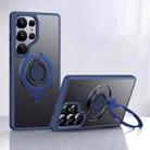 For Samsung Galaxy S25 Ultra 5G Frosted MagSafe Phone Case with 360 Degree Rotating Holder(Blue) - 1