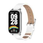 For Xiaomi Smart Band 9 Active / Redmi Band 3 Mijobs Metal Shell Microfiber PU Leather Watch Band(White Silver) - 1