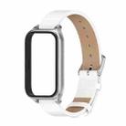 For Xiaomi Smart Band 9 Active / Redmi Band 3 Mijobs Metal Shell Microfiber PU Leather Watch Band(White Silver) - 2