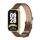 For Xiaomi Smart Band 9 Active / Redmi Band 3 Mijobs Metal Shell Microfiber PU Leather Watch Band(Brown Gold) - 1