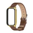 For Xiaomi Smart Band 9 Active / Redmi Band 3 Mijobs Metal Shell Microfiber PU Leather Watch Band(Brown Gold) - 2