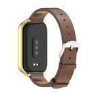 For Xiaomi Smart Band 9 Active / Redmi Band 3 Mijobs Metal Shell Microfiber PU Leather Watch Band(Brown Gold) - 3