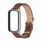 For Xiaomi Smart Band 9 Active / Redmi Band 3 Mijobs Metal Shell Microfiber PU Leather Watch Band(Brown Silver) - 2