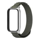 For Xiaomi Smart Band 9 Active / Redmi Band 3 Mijobs Metal Shell Nylon Watch Band(Army Green Silver) - 2