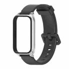 For Xiaomi Smart Band 9 Active / Redmi Band 3 Mijobs Metal Shell Silicone Watch Band(Black Silver) - 2