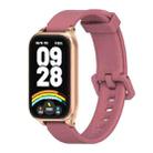 For Xiaomi Smart Band 9 Active / Redmi Band 3 Mijobs Metal Shell Silicone Watch Band(Wine Red Rose Gold) - 1