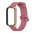 For Xiaomi Smart Band 9 Active / Redmi Band 3 Mijobs Metal Shell Silicone Watch Band(Wine Red Rose Gold) - 2