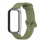 For Xiaomi Smart Band 9 Active / Redmi Band 3 Mijobs Metal Shell Silicone Watch Band(Army Green Silver) - 2