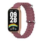 For Xiaomi Smart Band 9 Active / Redmi Band 3 Mijobs Metal Shell Marine Silicone Watch Band(Wine Red Rose Gold) - 1