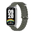 For Xiaomi Smart Band 9 Active / Redmi Band 3 Mijobs Metal Shell Marine Silicone Watch Band(khaki Grey Silver) - 1