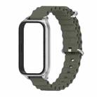 For Xiaomi Smart Band 9 Active / Redmi Band 3 Mijobs Metal Shell Marine Silicone Watch Band(khaki Grey Silver) - 2