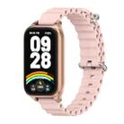 For Xiaomi Smart Band 9 Active / Redmi Band 3 Mijobs Metal Shell Marine Silicone Watch Band(Pink Rose Gold) - 1