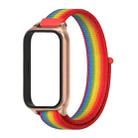 For Xiaomi Smart Band 9 Active / Redmi Band 3 Mijobs Metal Shell Nylon Loop Watch Band(Rainbow Rose Gold) - 2