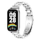 For Xiaomi Smart Band 9 Active / Redmi Band 3 Mijobs Metal Shell Three-Bead Stainless Steel Watch Band(Silver) - 1