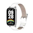 For Xiaomi Smart Band 9 Active / Redmi Band 3 Mijobs Metal Shell Genuine Leather Watch Band(White Silver) - 1