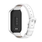 For Xiaomi Smart Band 9 Active / Redmi Band 3 Mijobs Metal Shell Genuine Leather Watch Band(White Silver) - 3