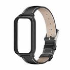 For Xiaomi Smart Band 9 Active / Redmi Band 3 Mijobs Metal Shell Genuine Leather Watch Band(Black) - 2