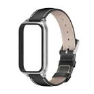 For Xiaomi Smart Band 9 Active / Redmi Band 3 Mijobs Metal Shell Genuine Leather Watch Band(Black Silver) - 2