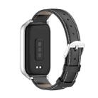 For Xiaomi Smart Band 9 Active / Redmi Band 3 Mijobs Metal Shell Genuine Leather Watch Band(Black Silver) - 3