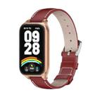 For Xiaomi Smart Band 9 Active / Redmi Band 3 Mijobs Metal Shell Genuine Leather Watch Band(Red Rose Gold) - 1