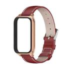 For Xiaomi Smart Band 9 Active / Redmi Band 3 Mijobs Metal Shell Genuine Leather Watch Band(Red Rose Gold) - 2