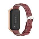 For Xiaomi Smart Band 9 Active / Redmi Band 3 Mijobs Metal Shell Genuine Leather Watch Band(Red Rose Gold) - 3