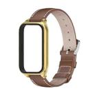 For Xiaomi Smart Band 9 Active / Redmi Band 3 Mijobs Metal Shell Genuine Leather Watch Band(Brown Gold) - 2